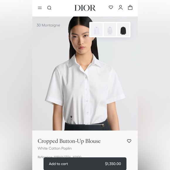 EUC Dior Elegant White Short Sleeve Button Front Shirtbsize US 8 Womens - Picture 9 of 9